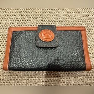 Dooney & Bourke Genuine Black & Tan Leather Wallet With Coin Pocket